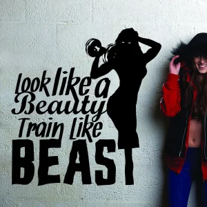 Fitness Gym Wall Workout Decor Vinyl Decal - Inspirational Motivational Sports Stickers Quotes For Exercise Room Beast Mode Sticker Decals